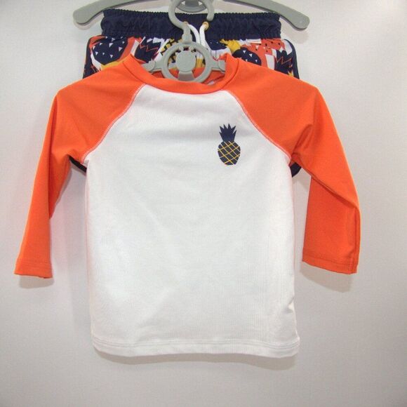 Cat & Jack Swimming Rash Guard Shirt and Swim Shorts Baby Size 12M - Picture 1 of 7